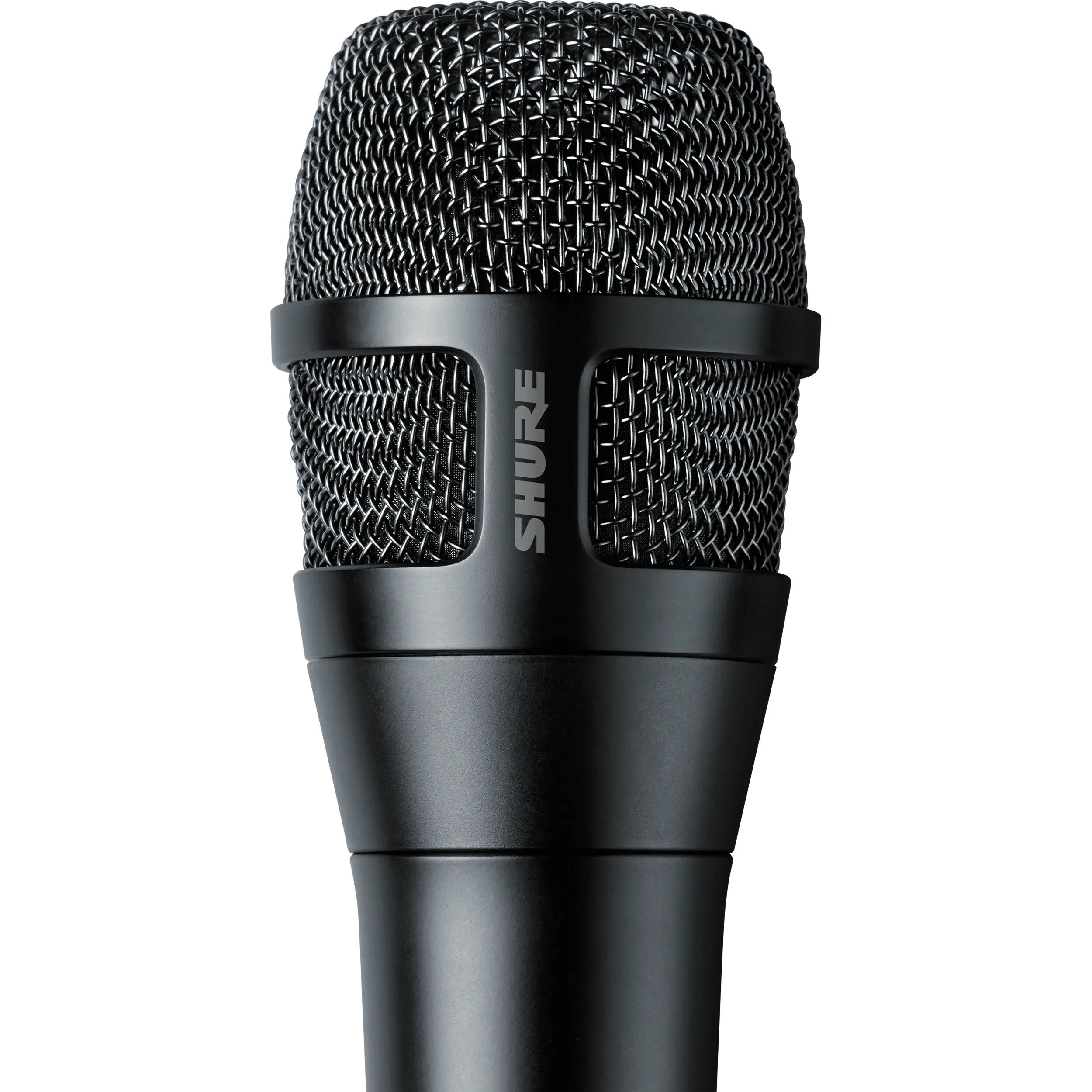 Shure Nexadyne 8/C dynamic microphone with black grille and handle, designed for professional audio recording and live sound.