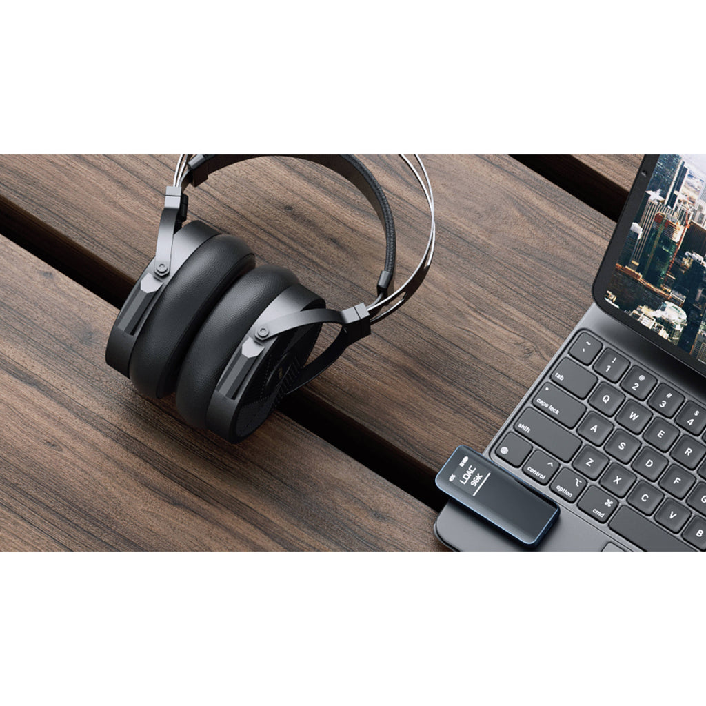 FiiO FT5 wired headphones with over-ear design, black color, and padded ear cups for comfortable listening.