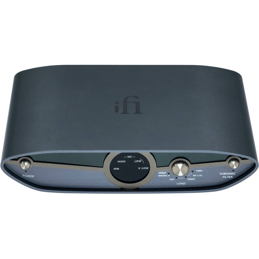 iFi Audio Zen Phono 3 phono preamp with compact design and input/output ports, used for enhancing turntable audio signals