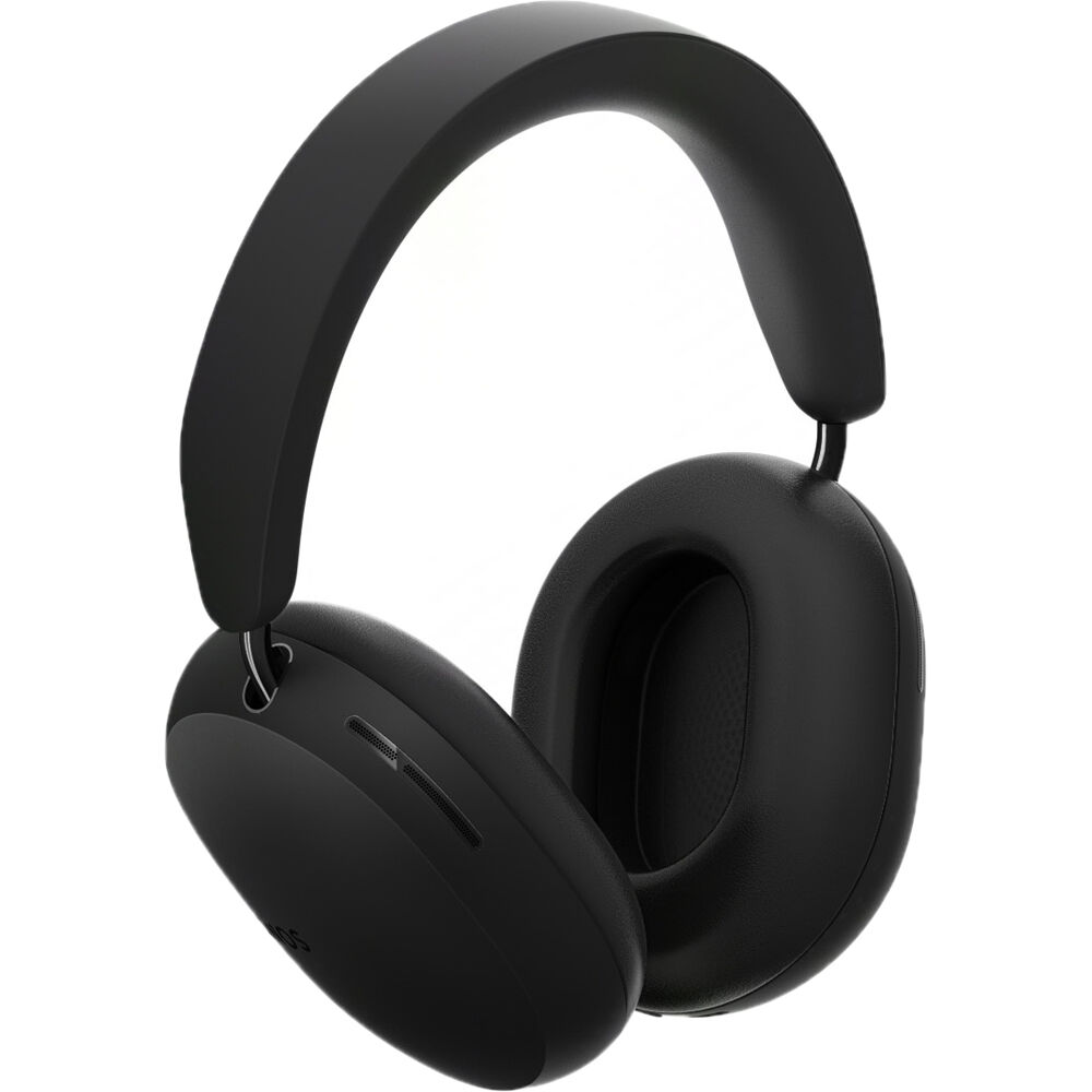 Sonos Ace wireless headphones with sleek black design, over-ear style, and built-in controls, showing the headphone's earcups and headband.