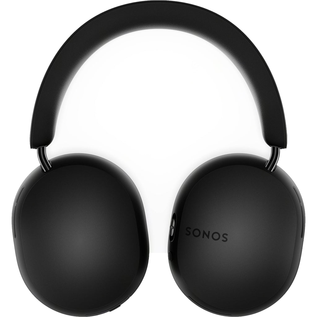 Sonos Ace wireless headphones in black, over-ear design with cushioned ear cups and adjustable headband, on a white background.