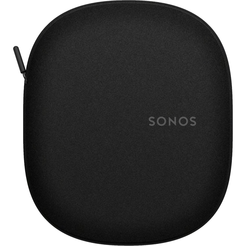 Sonos Ace wireless headphones in black with padded ear cups and adjustable headband, showcasing a sleek modern design.