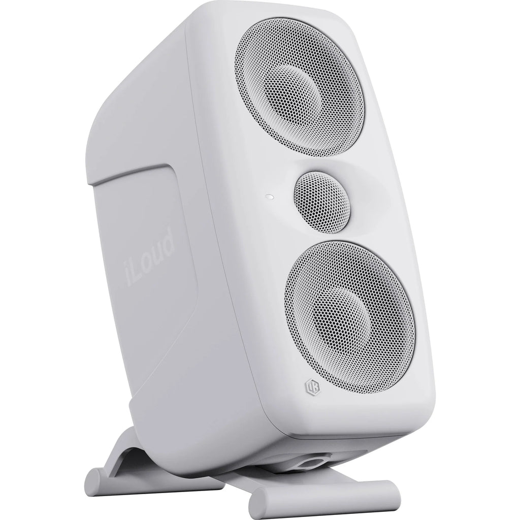 IK Multimedia iLoud MTM MK2 active nearfield monitors with sleek black finish and front-facing controls.