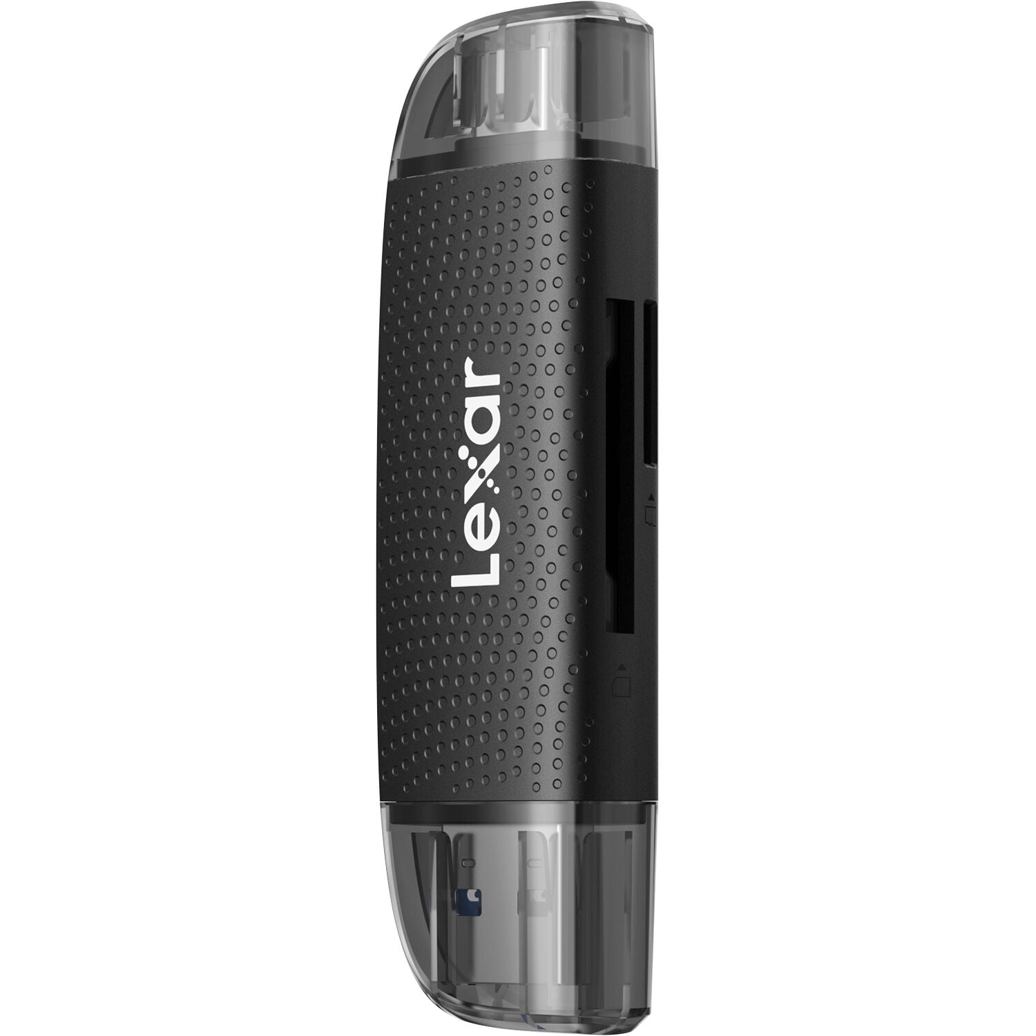 Lexar Dual-Slot USB-A/C Card Reader LRW310X with SD and microSD card slots on a white background