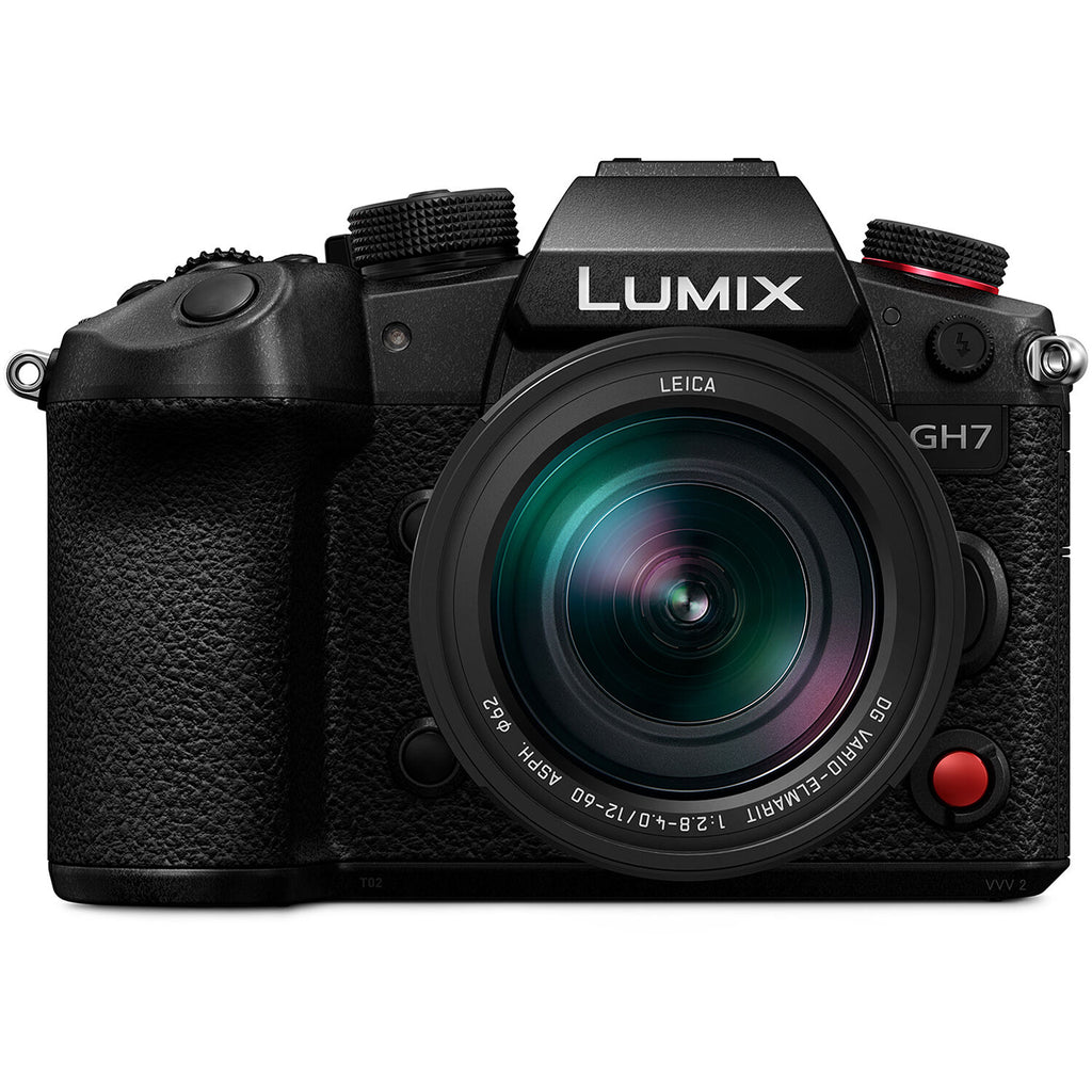 Panasonic Lumix GH7 mirrorless camera with 12-60mm F/2.8-4 lens, professional video camera with versatile zoom lens.