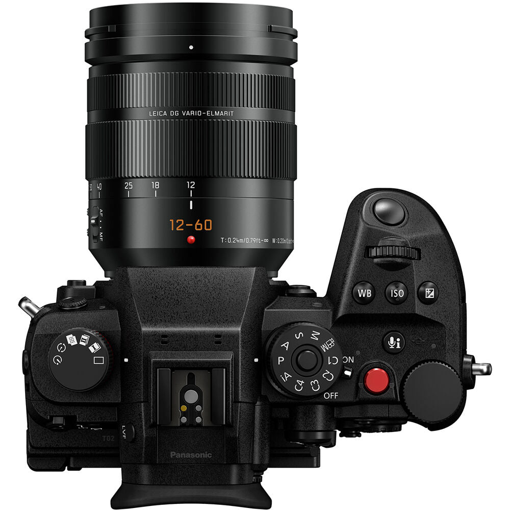 Panasonic Lumix GH7 mirrorless camera with 12-60mm F/2.8-4 lens, ideal for professional video recording and photography.