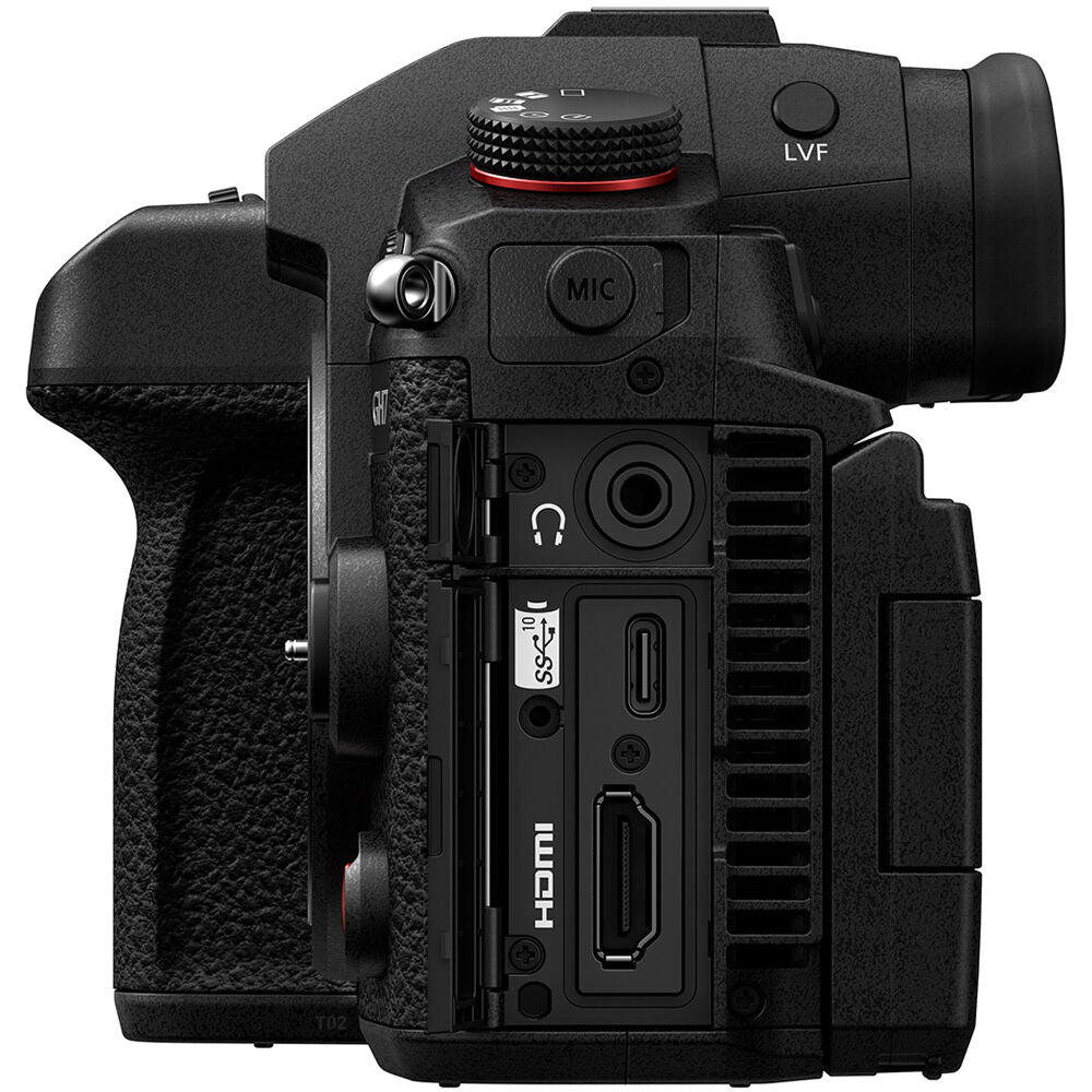 Panasonic Lumix GH7 mirrorless camera with 12-60mm F/2.8-4 lens for high-quality video recording and photography.