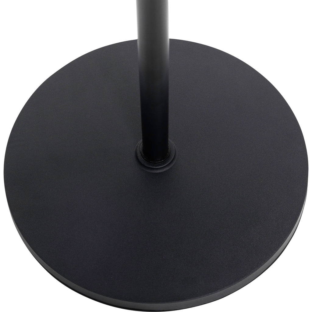 Shure floor microphone stand with adjustable height and sturdy base, designed for professional audio and stage performances.