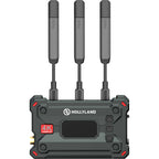 Hollyland Pyro Transmission Kit with video monitors, compact wireless transmitter and receiver for high-quality video streaming.
