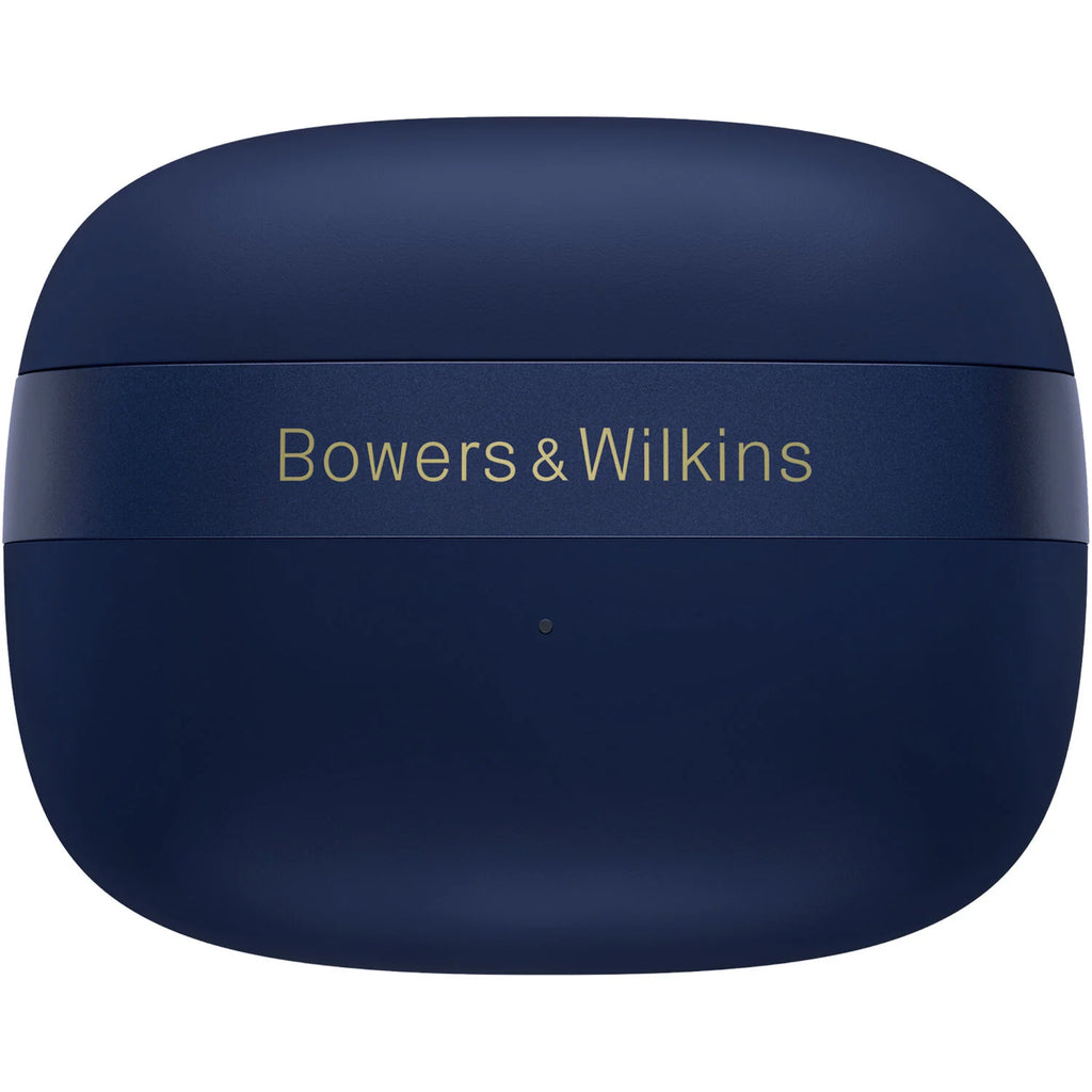 Bowers & Wilkins Pi8 wireless in-ear headphones with sleek black design and compact charging case.