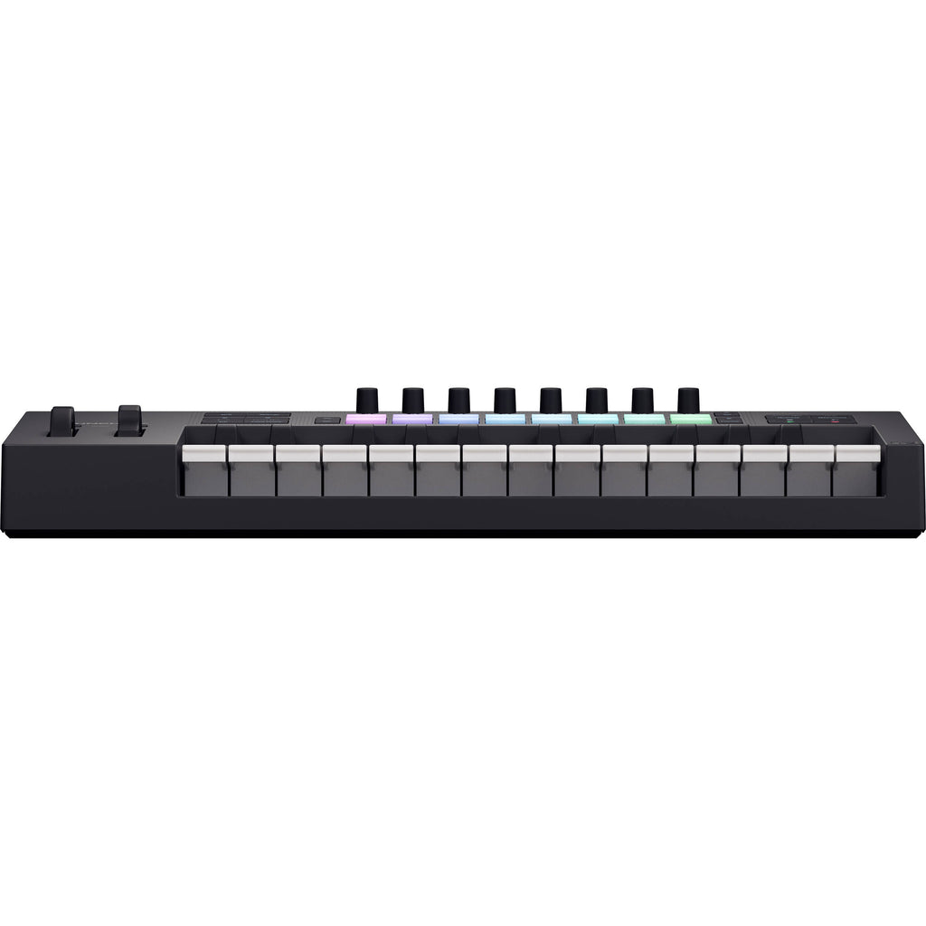 Novation Launchkey 25 MK4 MIDI keyboard with 25 keys, control knobs, and pads for music production and live performance.