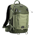 Think Tank Mindshift BackLight video equipment bag with padded compartments and adjustable straps for secure gear transport.