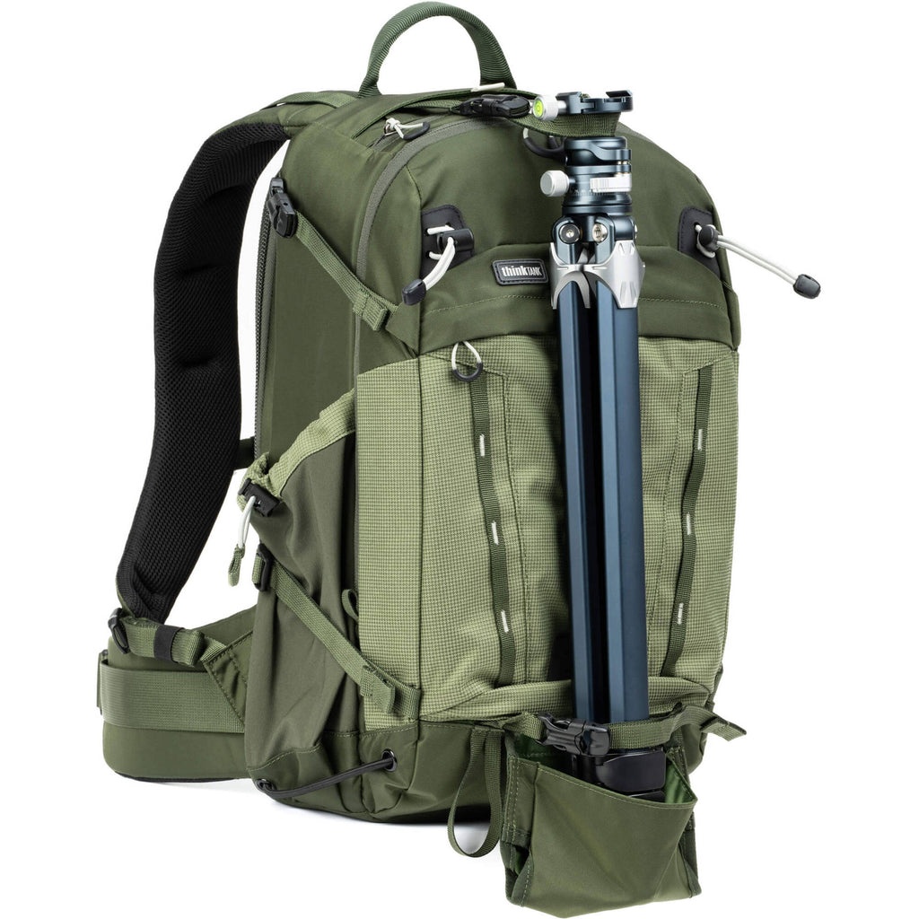 Think Tank Mindshift BackLight video equipment bag with padded compartments and adjustable straps, designed for portable gear protection.