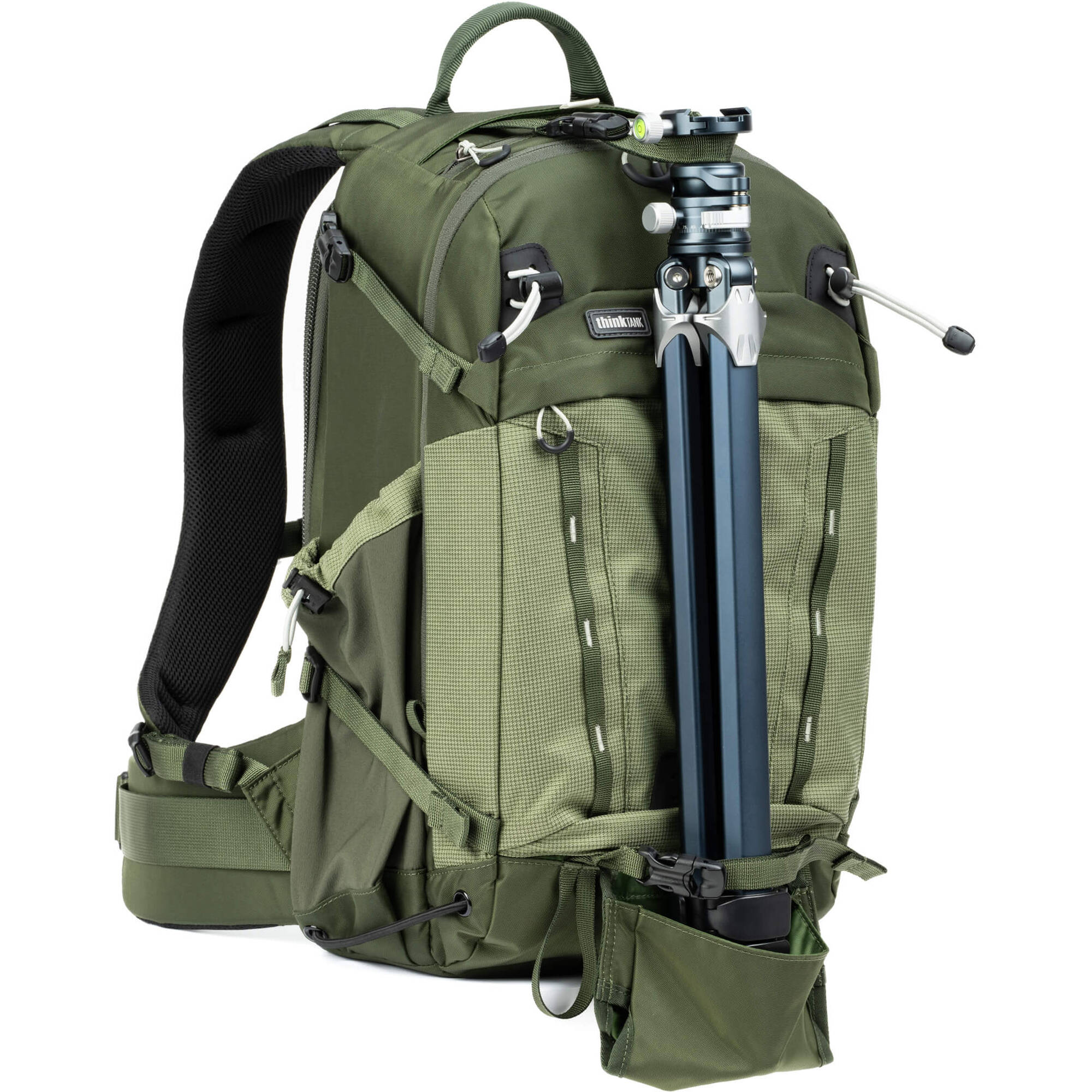 Think Tank Mindshift BackLight video equipment bag with padded compartments and adjustable straps, designed for portable gear protection.