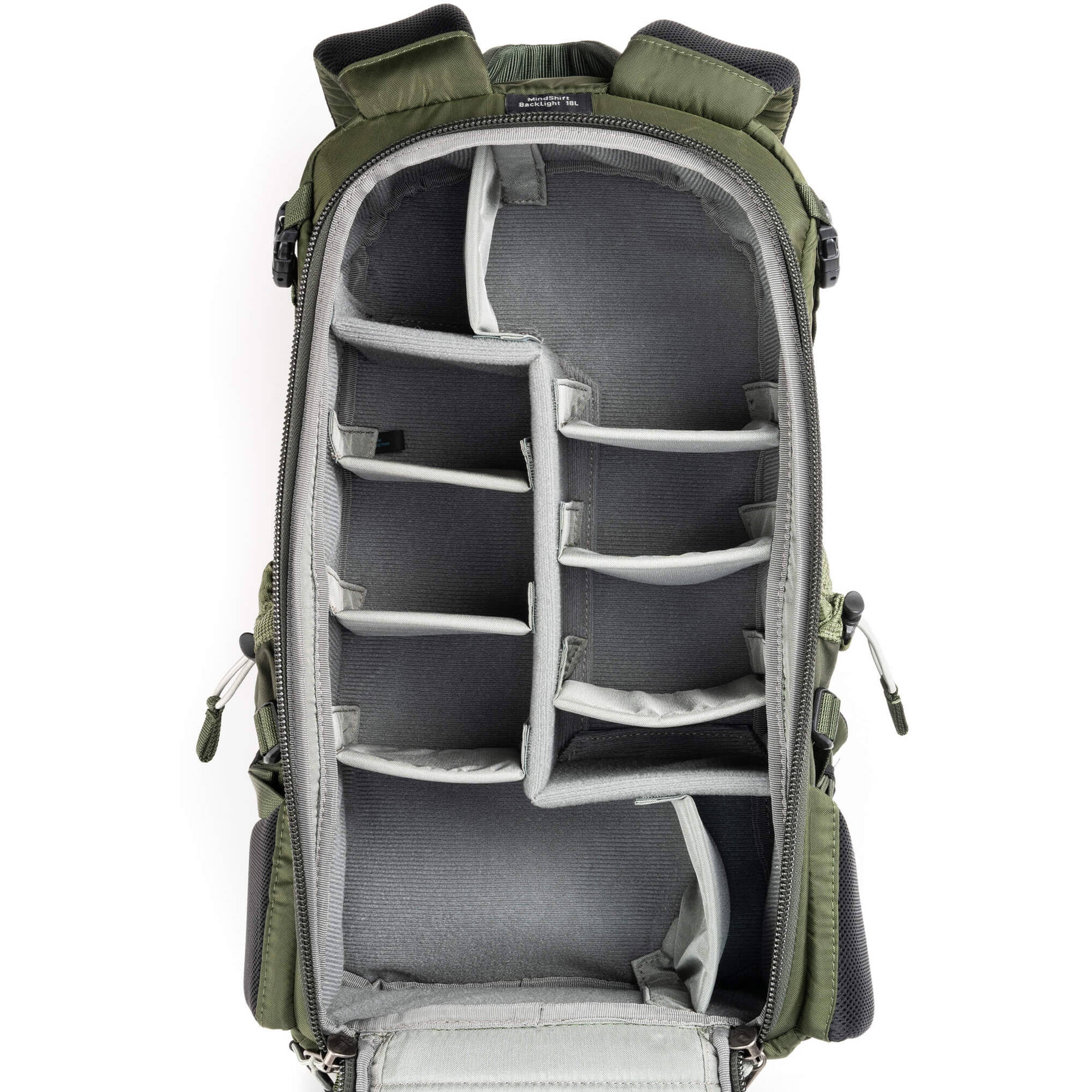 Think Tank Mindshift BackLight video equipment bag with padded compartments and adjustable straps for camera gear storage.