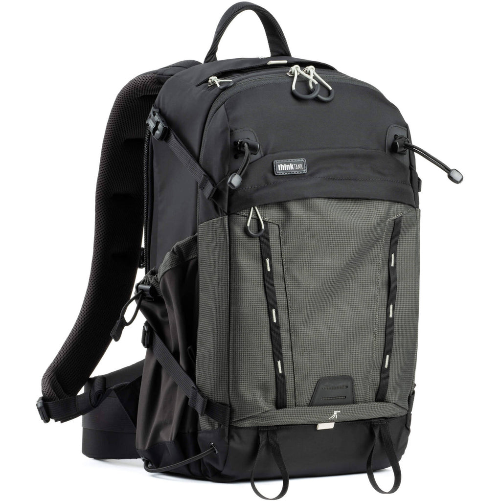 Think Tank Mindshift BackLight video equipment bag with padded compartments and adjustable straps for camera gear storage.