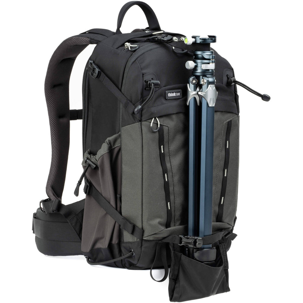 Think Tank Mindshift BackLight video equipment bag with padded compartments and adjustable straps for professional gear storage.