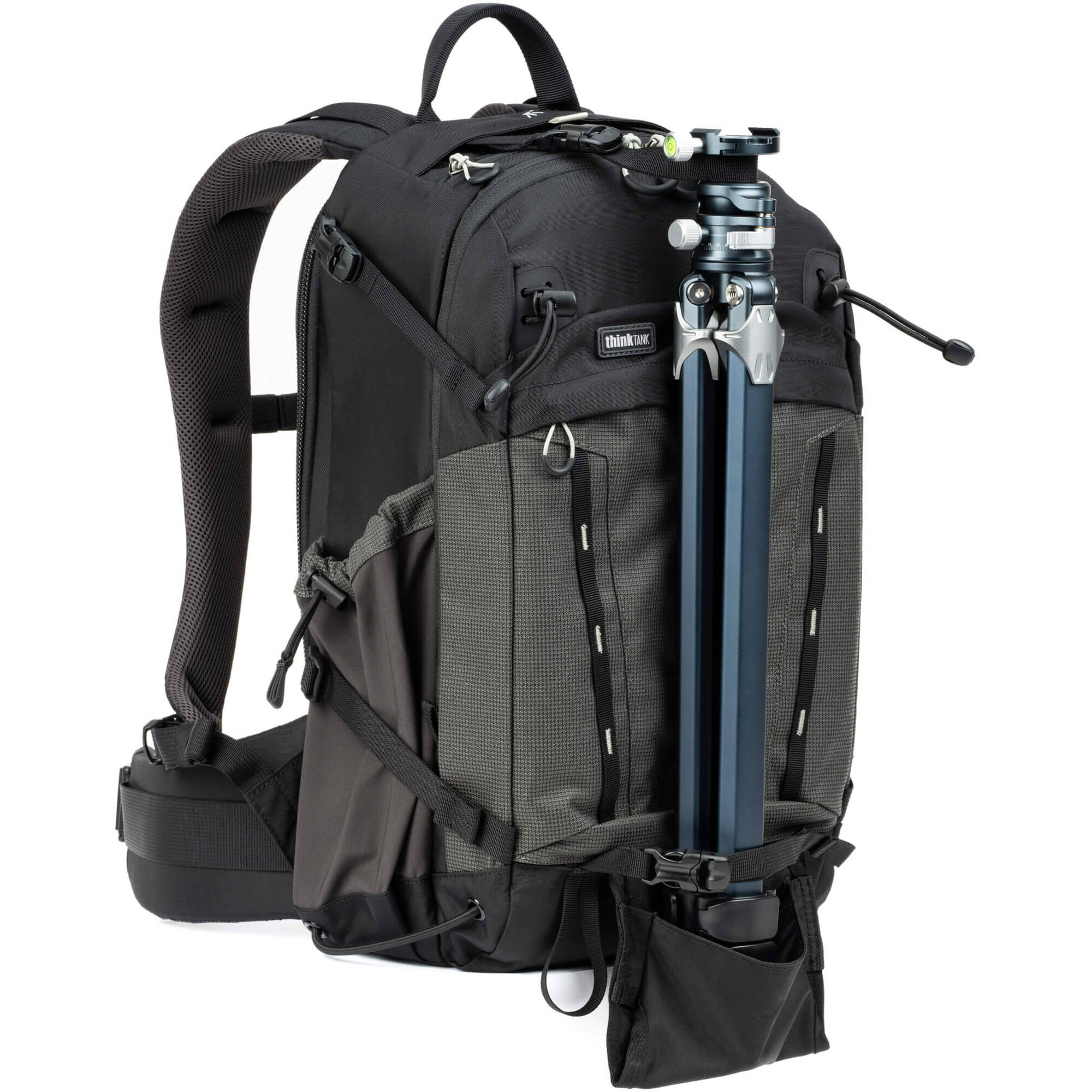 Think Tank Mindshift BackLight video equipment bag with padded compartments and adjustable straps for professional gear storage.