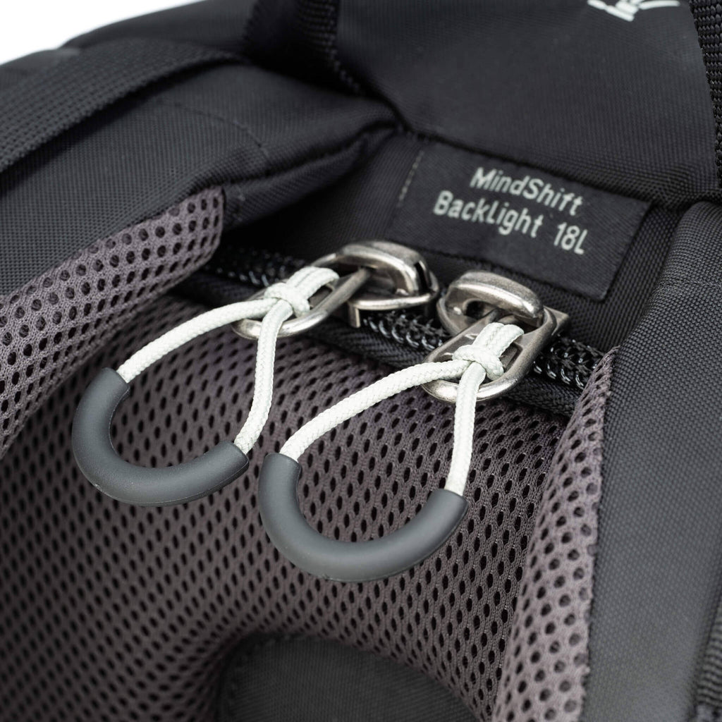 Think Tank Mindshift BackLight video equipment bag with padded compartments and adjustable straps for camera gear storage.