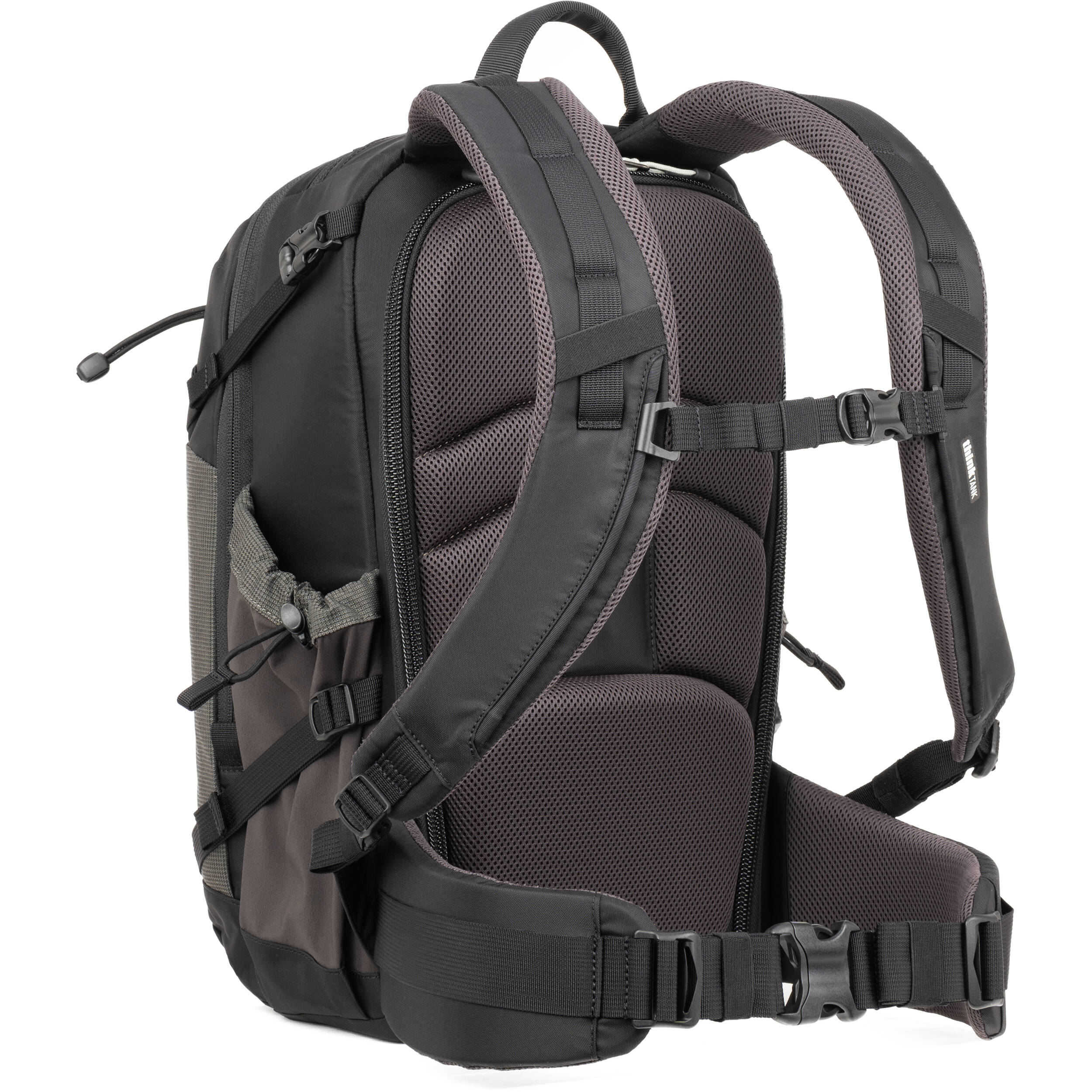 Think Tank Mindshift BackLight video equipment bag with padded compartments and adjustable straps for camera gear storage.