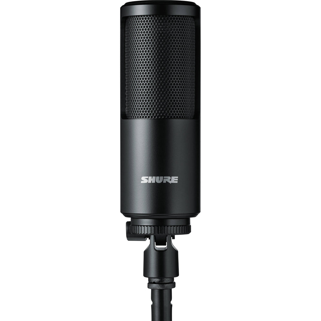 Shure SM4 condenser microphone with black body and grille, suitable for studio and live sound applications.