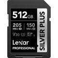 Lexar SDXC Silver Plus 1066X UHS-I U3 memory card showing the front with storage capacity and branding