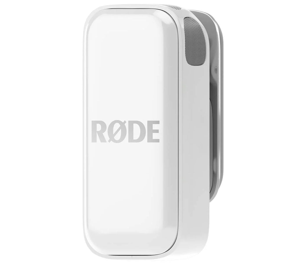 Rode Wireless Micro Lightning system with compact microphone receiver and transmitter for wireless audio recording.