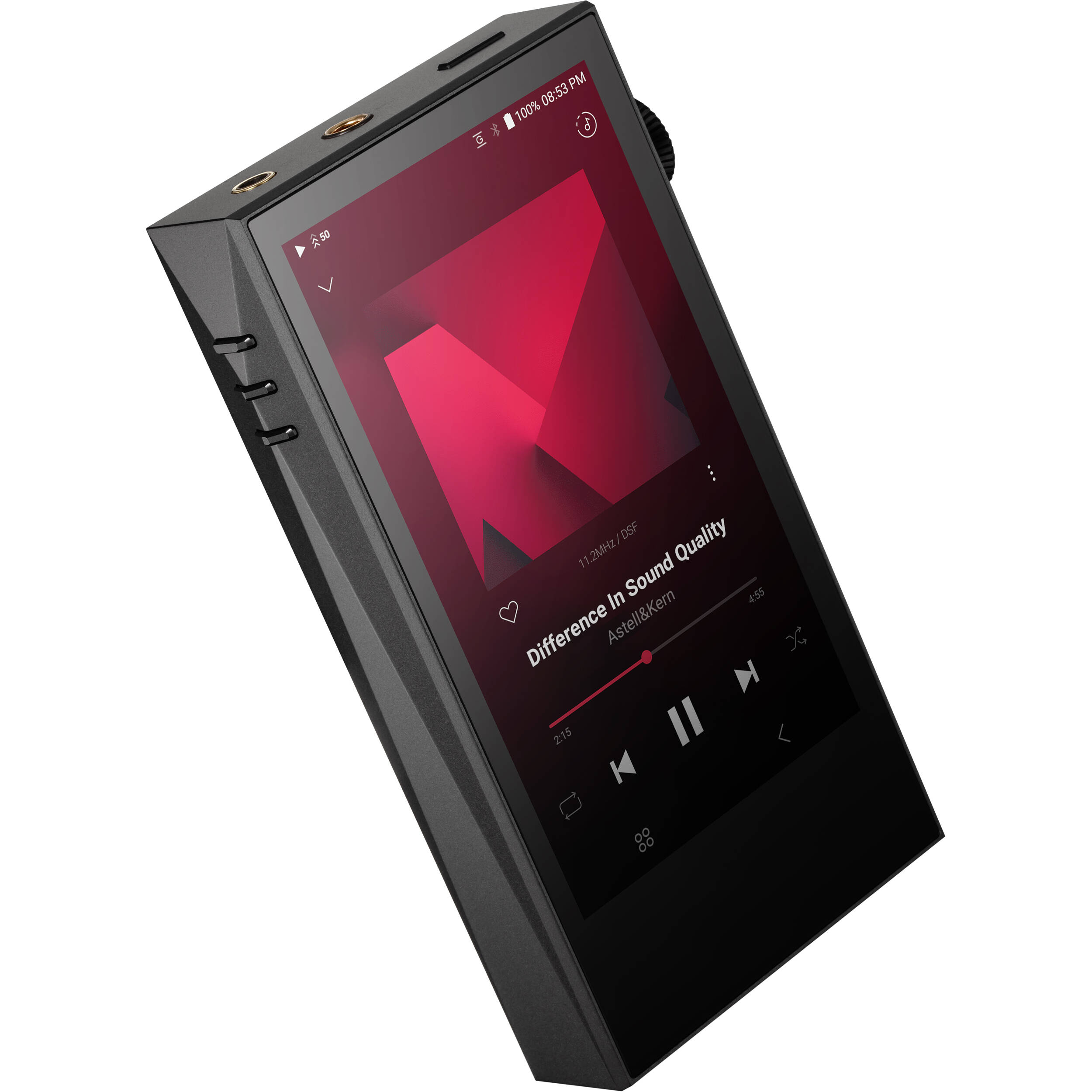 Astell&Kern A&ultima SP3000M portable music player with sleek design and high-resolution display showing on-screen controls.