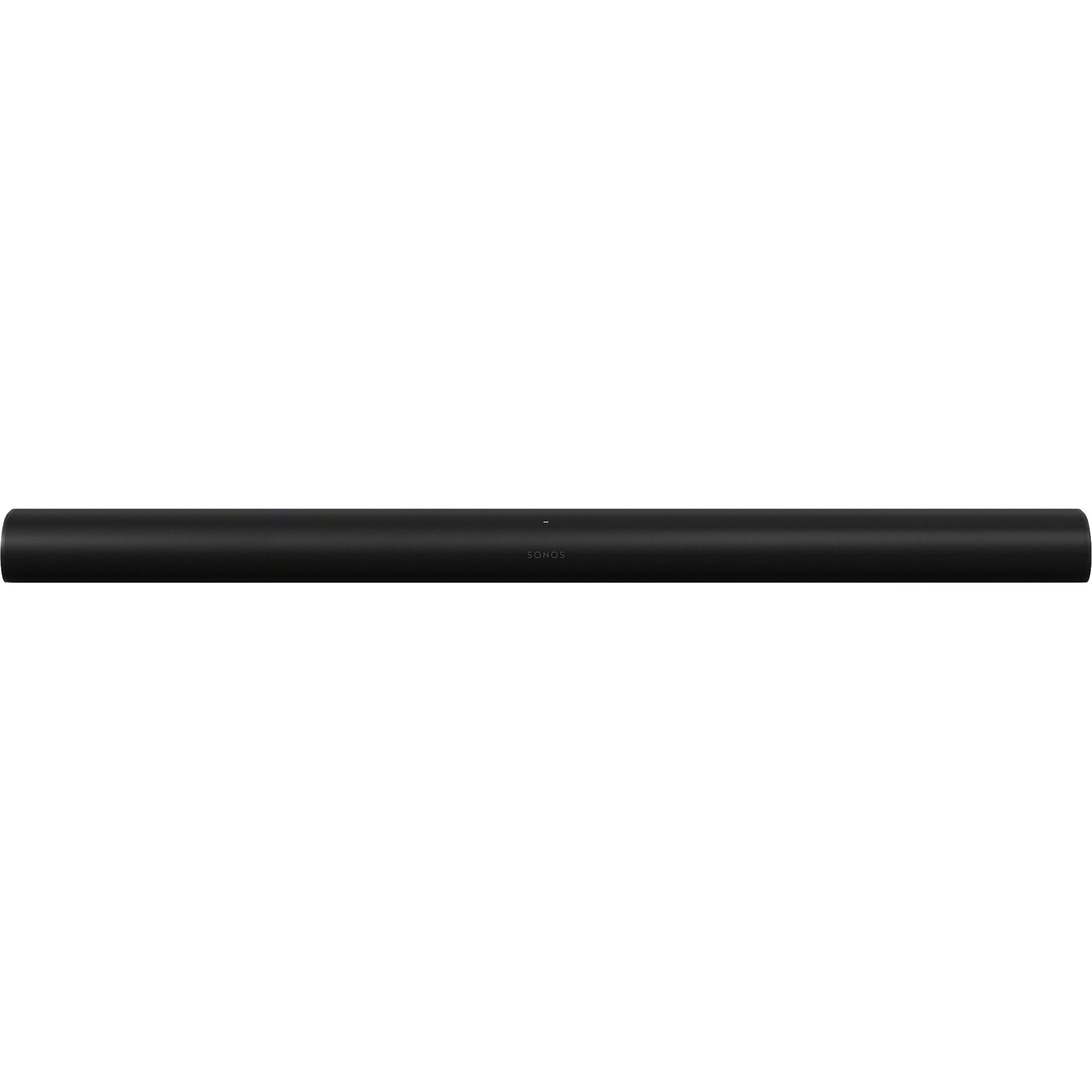 Sonos Arc Ultra soundbar with sleek black design and multiple speaker drivers for immersive TV audio.