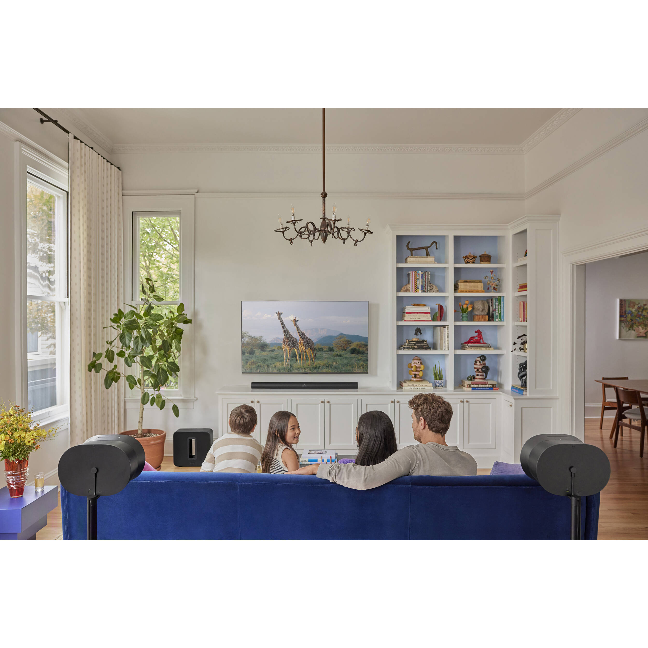 Sonos Arc Ultra soundbar with sleek design and multiple speaker drivers for immersive TV audio.