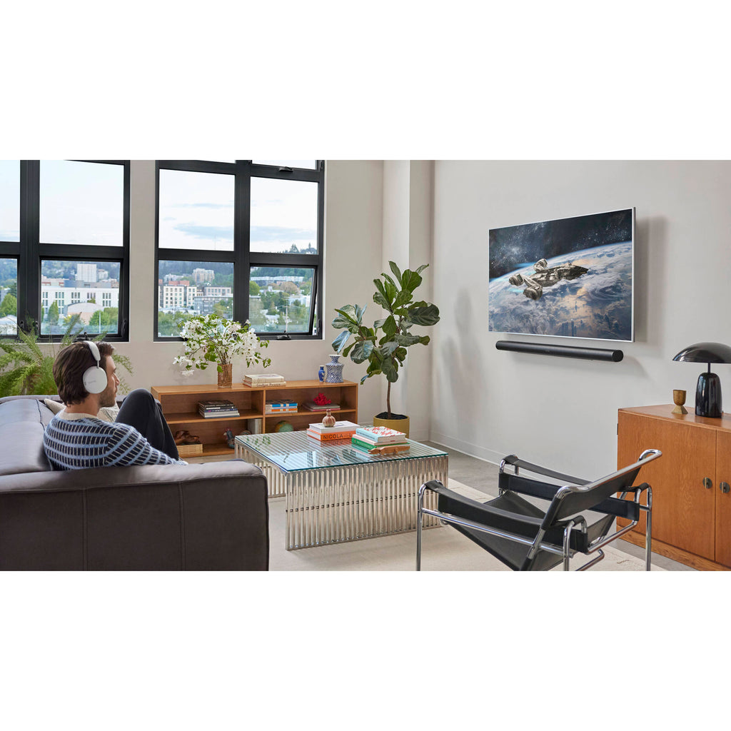 Sonos Arc Ultra soundbar for TV, sleek black design with multiple speaker drivers and modern audio features.