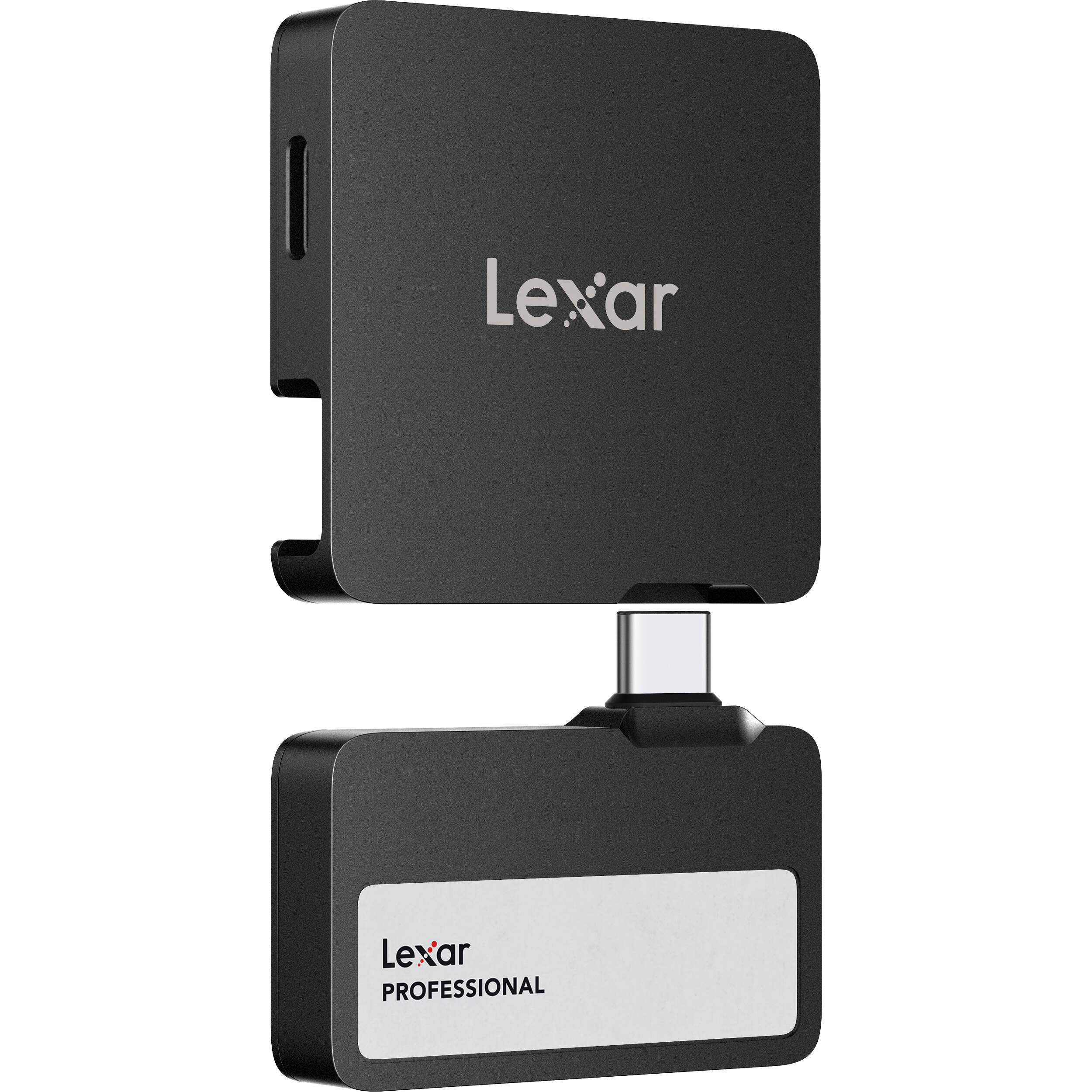 Lexar Go Portable SSD external drive with hub, compact black external storage device for fast data transfer.