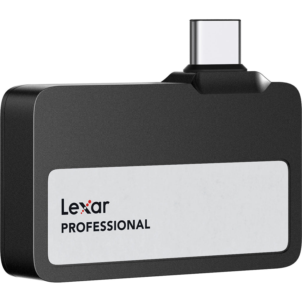 Lexar Go Portable External SSD drive with sleek black design, compact storage device for quick data transfer and backup.