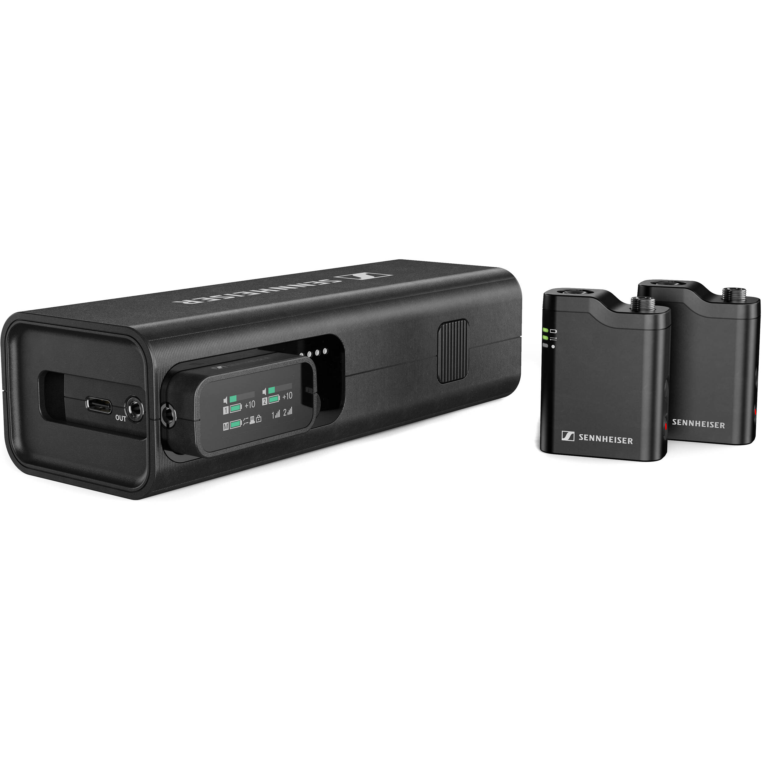 Sennheiser Profile Wireless Creator Microphone System with transmitter and receiver units, professional audio equipment.