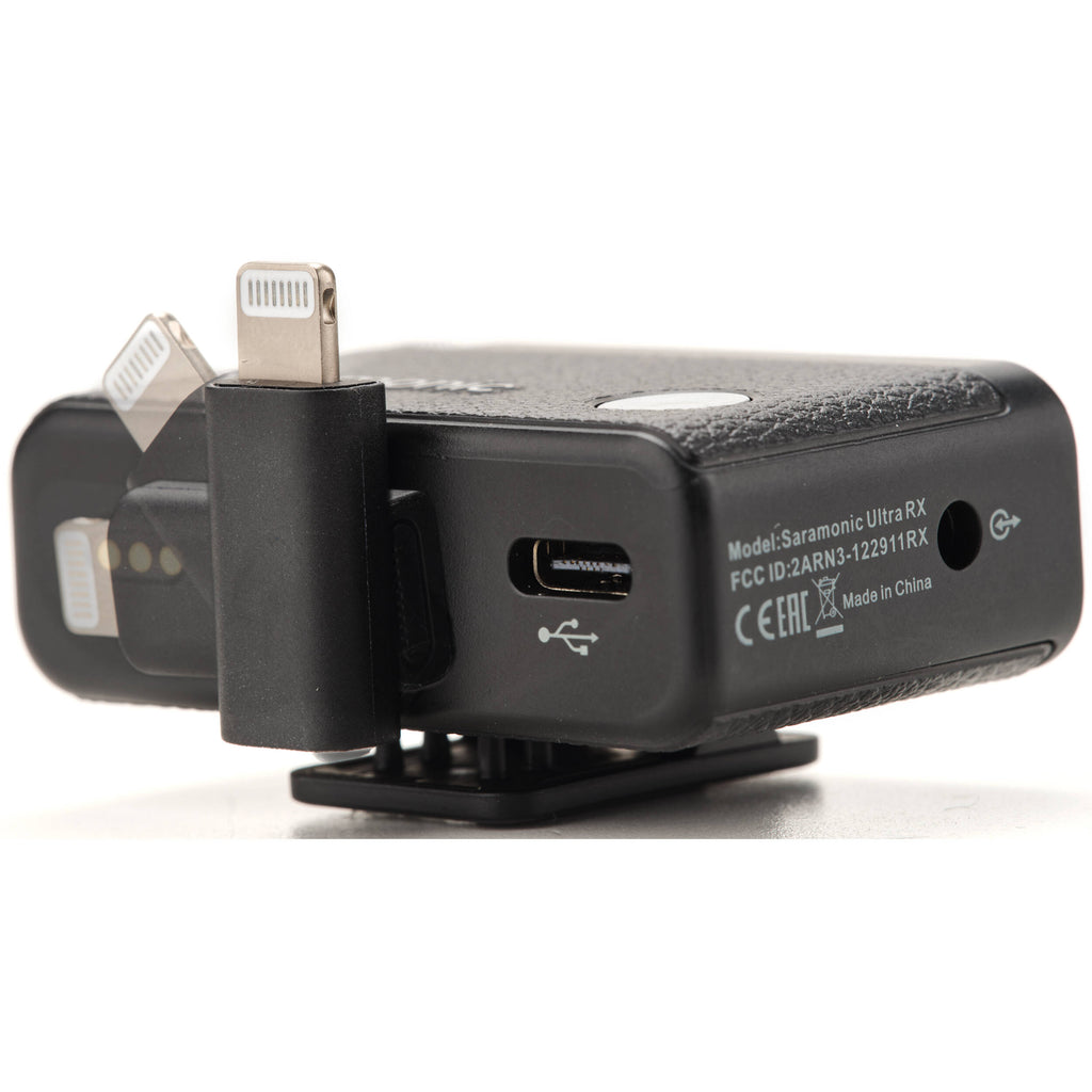 Saramonic Ultra Creator Wireless Microphone System with transmitter and receiver units on a table.