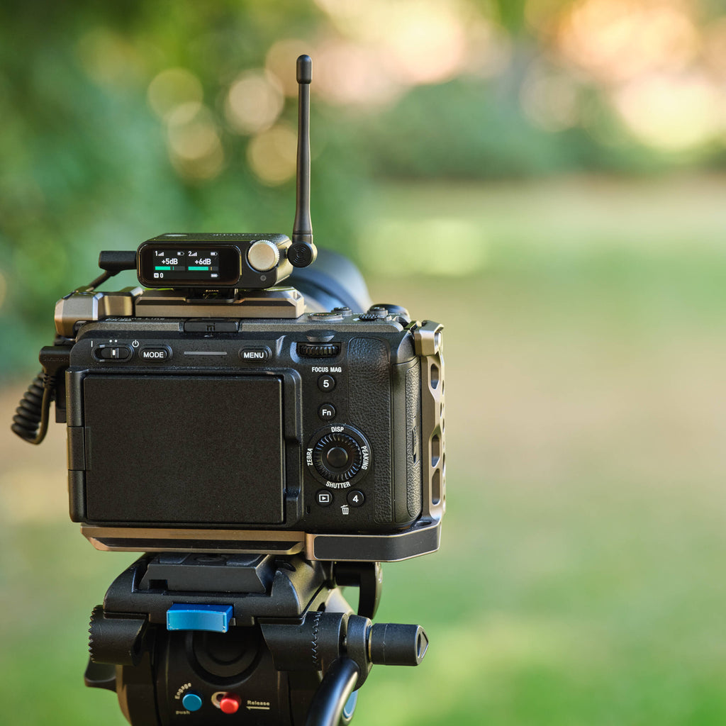 Saramonic Ultra Creator wireless microphone system with transmitter and receiver, compact audio equipment for content creators.