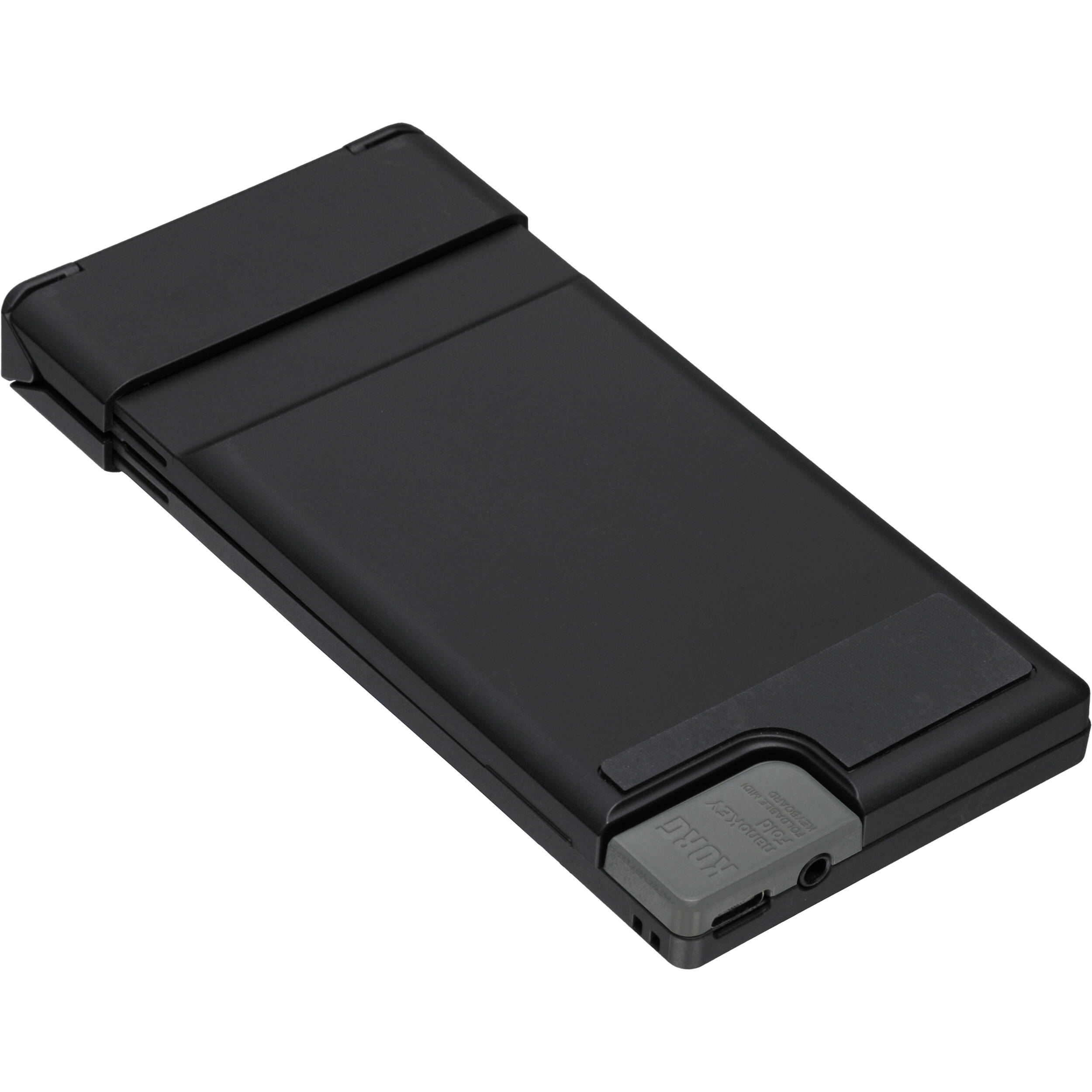 Korg nanoKEY Fold black portable MIDI keyboard and sequencer with foldable keys and compact design.