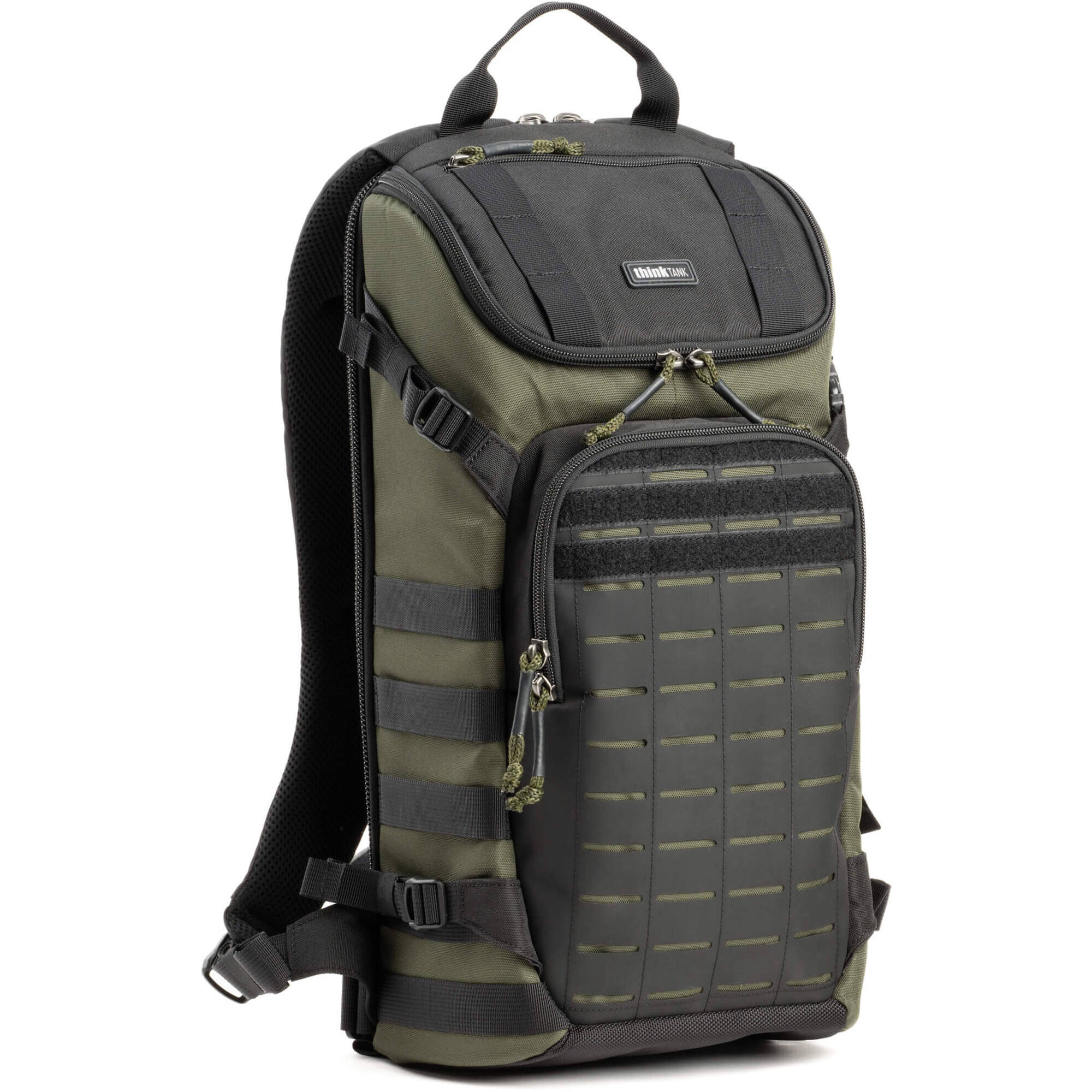 Think Tank DarkLight video equipment bag with padded compartments and durable black exterior for professional camera gear storage.