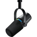 Shure MV7i USB microphone with black body and built-in controls, designed for podcasting and streaming.