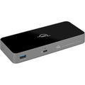 OWC Thunderbolt 5 Hub docking station with multiple ports and sleek black design for high-speed data transfer and connectivity.