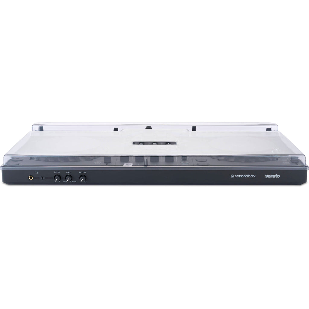 Decksaver AlphaTheta DDJ-GRV6 DJ cover, custom-fit plastic protective case for Pioneer DJ controller, showing the sleek black design.