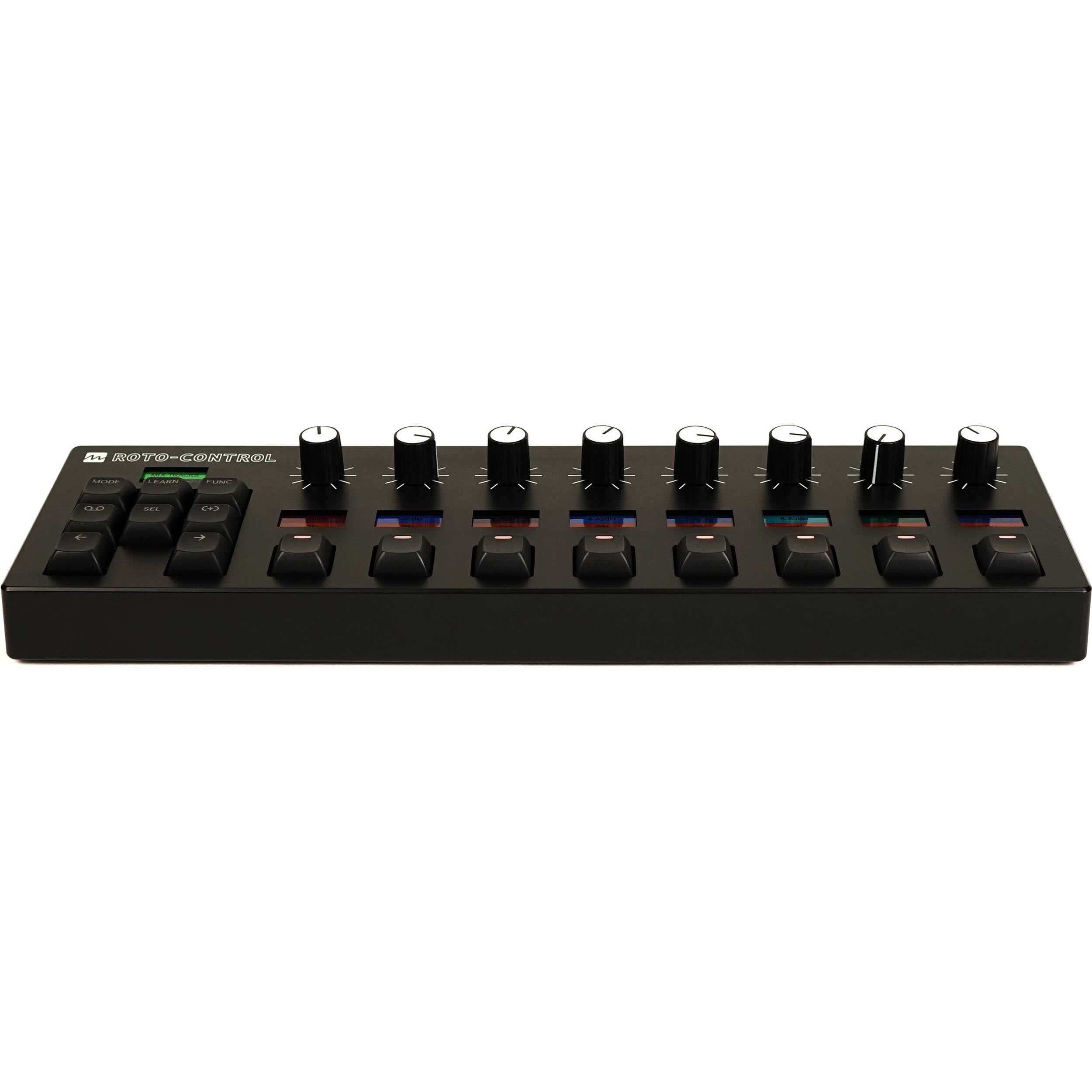 Melbourne Instruments Roto-Control MIDI controller with rotary knobs and buttons for music studio use.