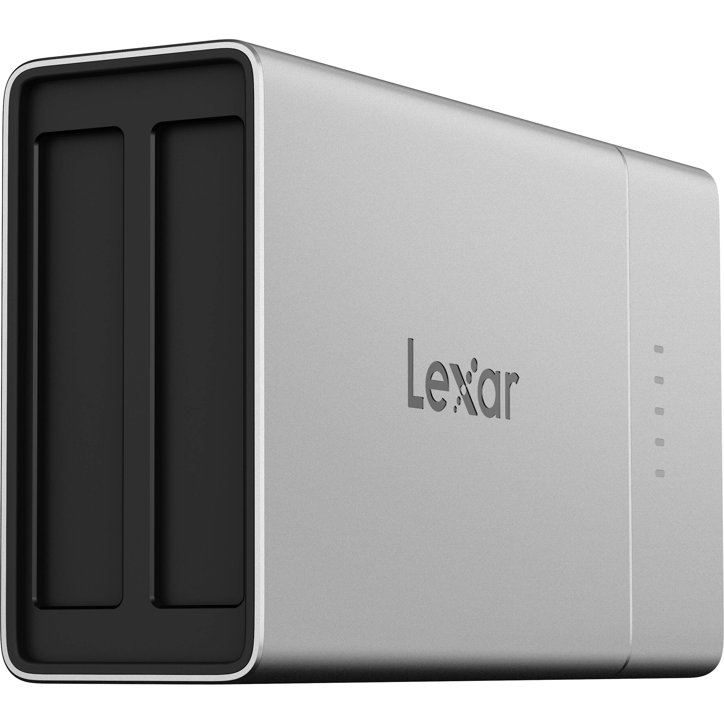 Lexar Workflow Go docking station with two-module bay, USB hub and multiple ports for data transfer and device connectivity.