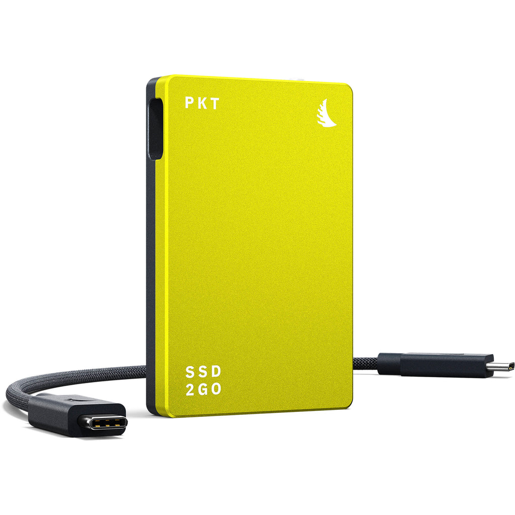 Angelbird SSD2GO PKT portable external SSD drive with sleek design and USB connection, ideal for fast data transfer.