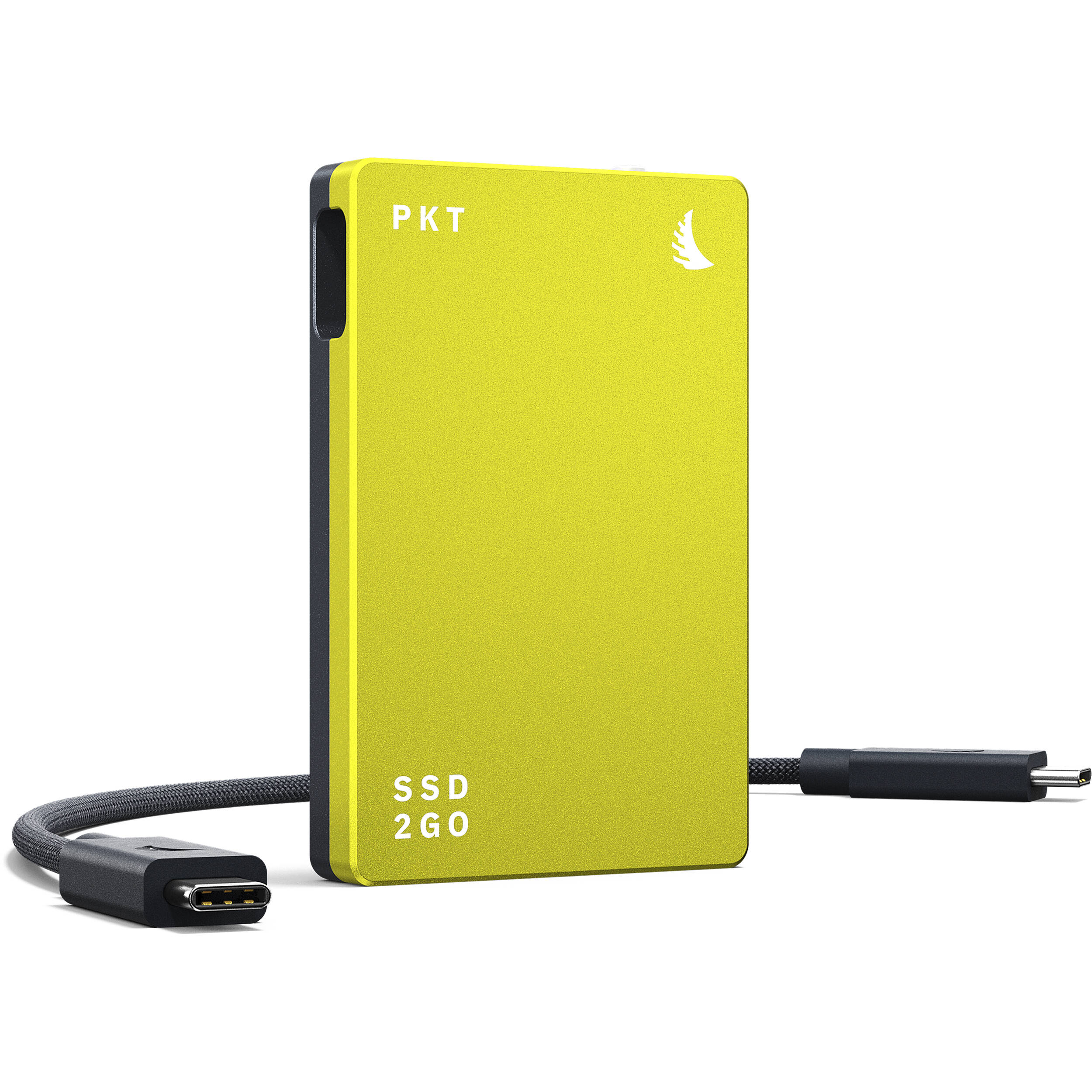Angelbird SSD2GO PKT portable external SSD drive with sleek design and USB connection, ideal for fast data transfer.