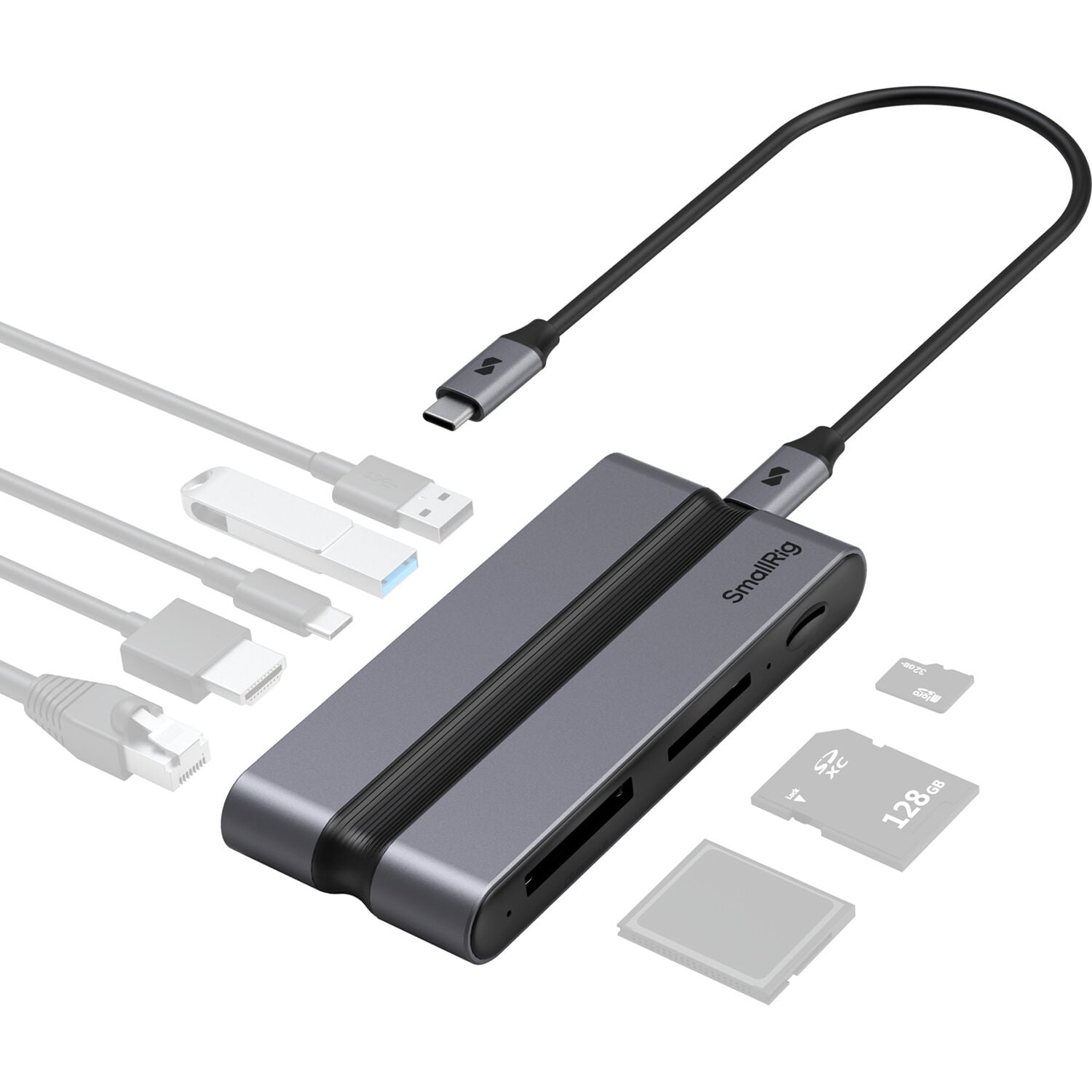 SmallRig CFexpress 9-in-1 Docking Station Type B with multiple ports for data transfer and connectivity.