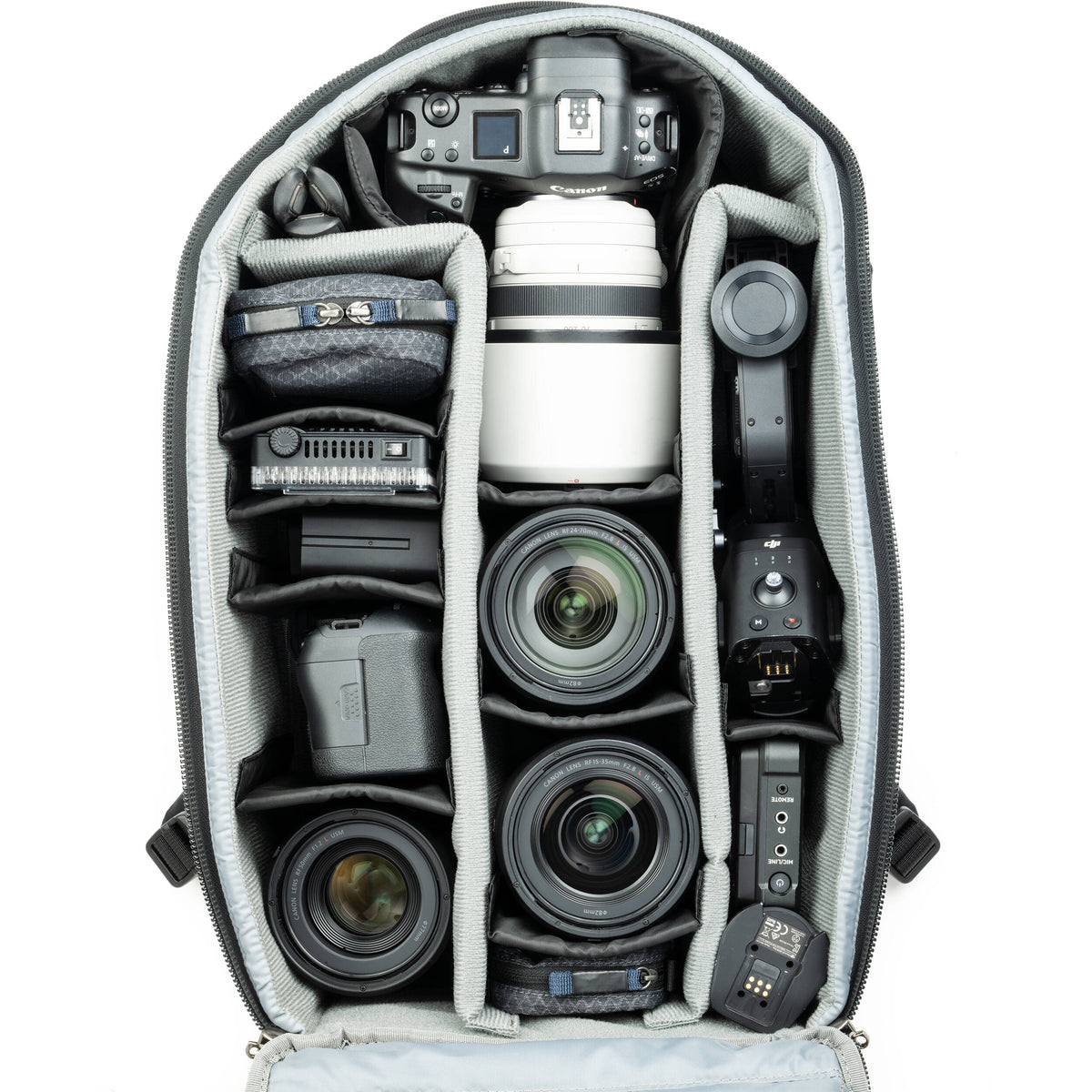 Think Tank Walker Pro Series backpack for video equipment, black professional camera gear bag with multiple compartments