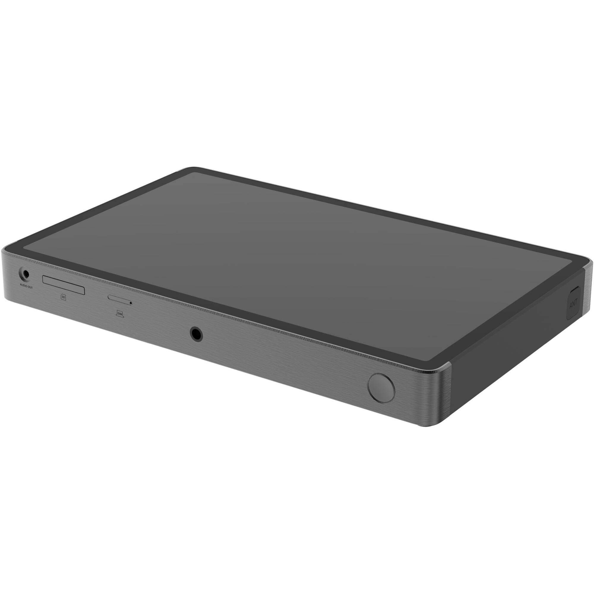YoloLiv YoloBox Extreme video monitor displaying live streaming interface with buttons and screen controls.