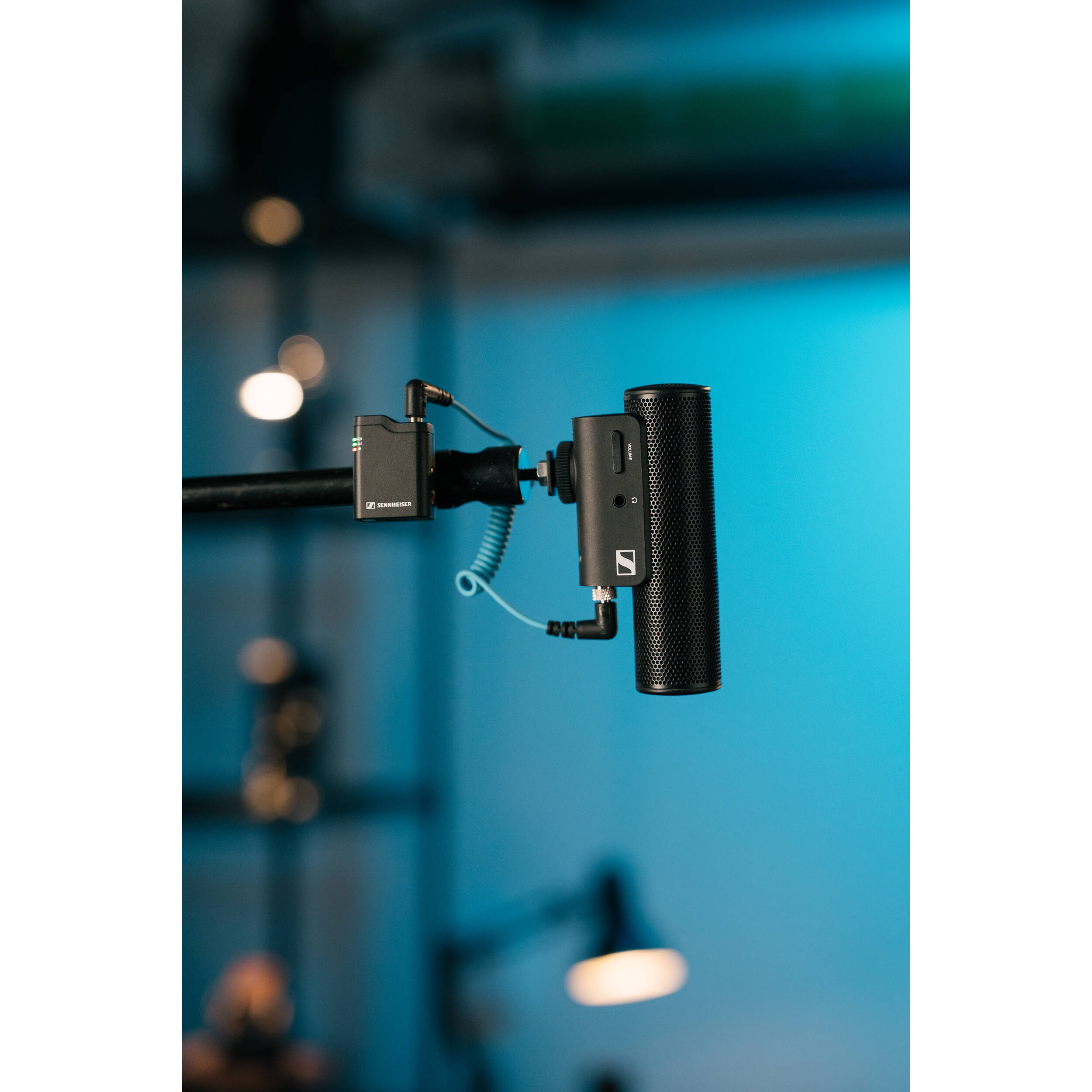 Sennheiser Profile Wireless 1-Channel Creator Microphone System with transmitter and receiver units on a table.