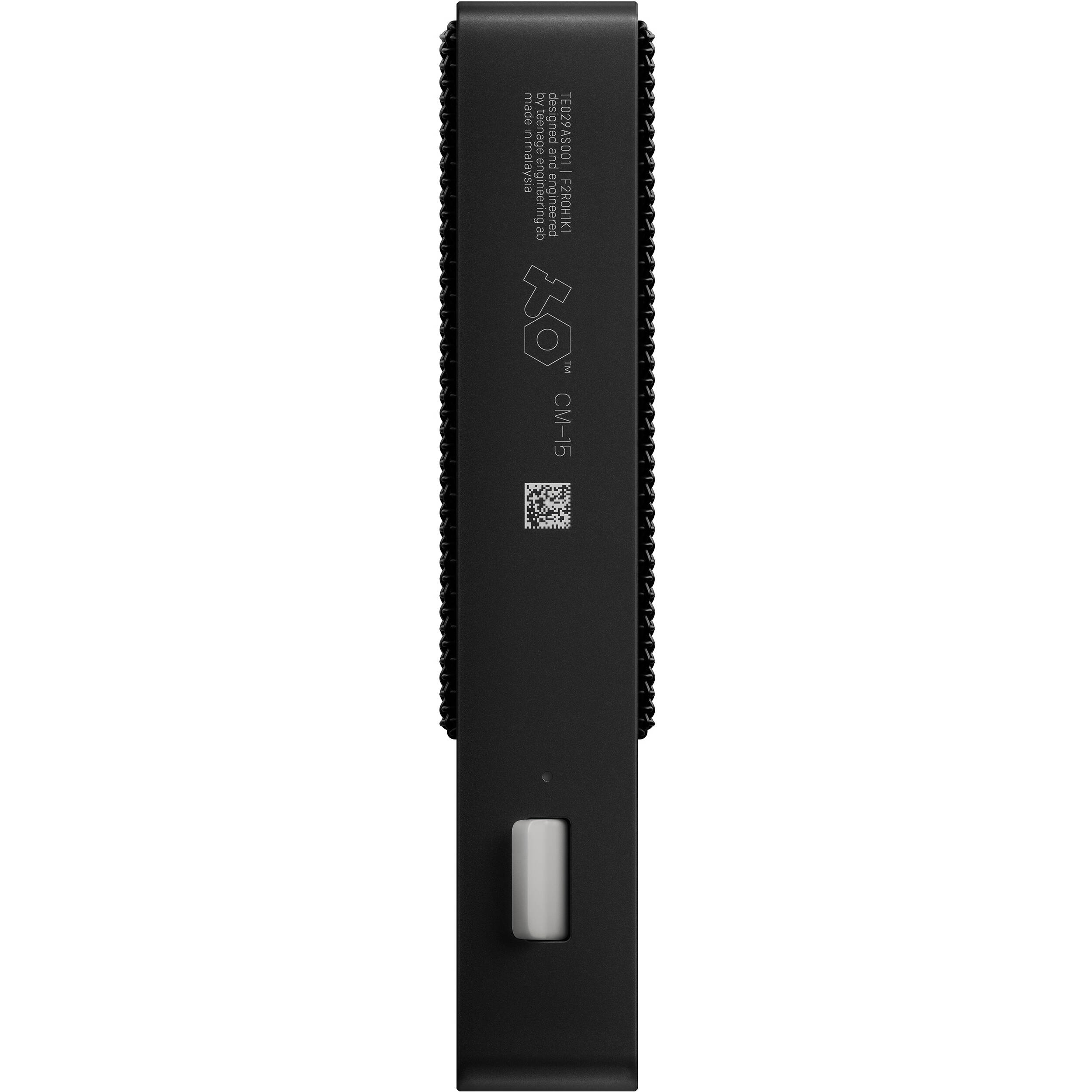 Teenage Engineering CM-15 condenser microphone with sleek design, professional audio capture, and adjustable stand.